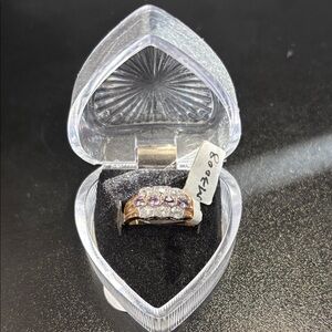 Gold-Tone Women’s Multi-Stone Ring with Purple and Clear Stones 
size 9